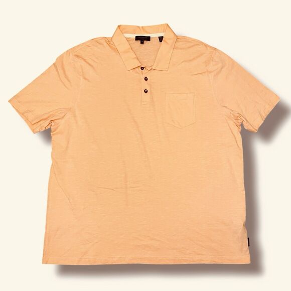 Ted Baker Mens Cotton Polo Shirt 6 XL Orange Peach Short Sleeve - Picture 2 of 9